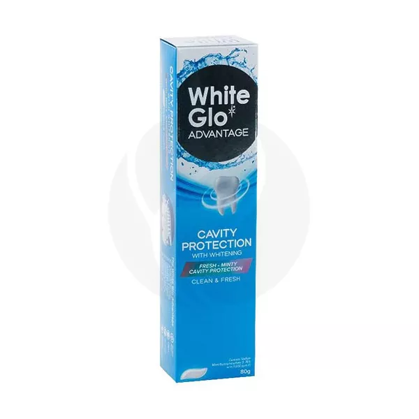 Изображение товара Отбеливающая зубная паста White Glo защита от кариеса 80г с фтором и ментолом Изображение товара Отбеливающая зубная паста White Glo защита от кариеса 80г с фтором и ментолом
