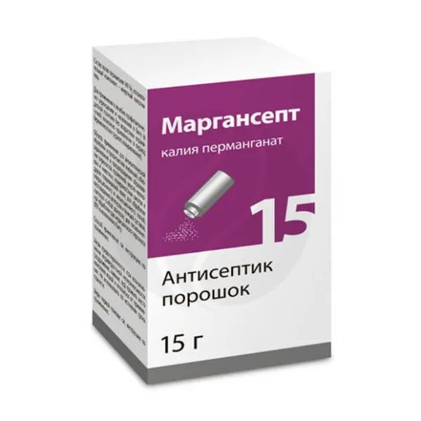 Маргансепт порошок д/пригот. р-ра д/местн. и наружн. прим., 15г