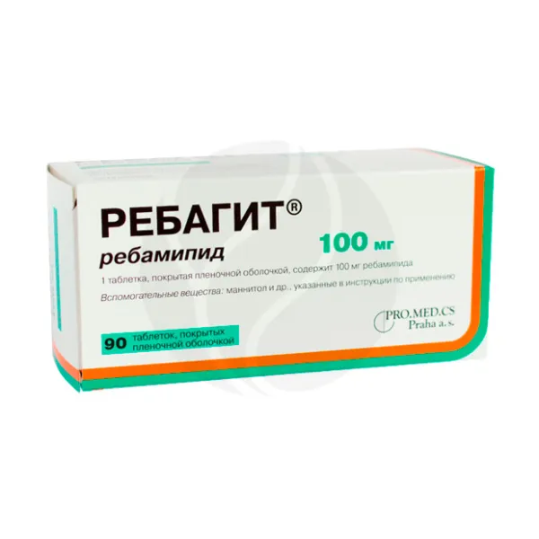 Изображение товара Ребагит таблетки покрыт. п/о 100мг, №90 Фармакор Изображение товара Ребагит таблетки покрыт. п/о 100мг, №90 Фармакор
