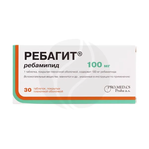 Изображение товара Ребагит таблетки покрыт. п/о 100мг, №30 Фармакор Изображение товара Ребагит таблетки покрыт. п/о 100мг, №30 Фармакор