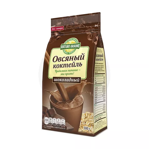 Изображение товара Коктейль овсяный шоколадный Nature Grains 300г Изображение товара Коктейль овсяный шоколадный Nature Grains 300г