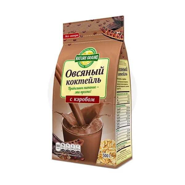 Изображение товара Nature Grains овсяный коктейль с кэробом 300г натуральный полезный напиток