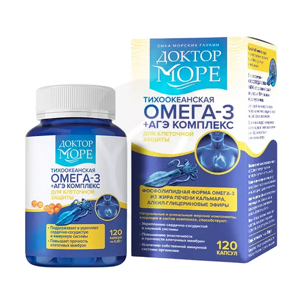 Изображение товара Доктор Море Тихоокеанская омега-3+АГЭ капсулы, №120