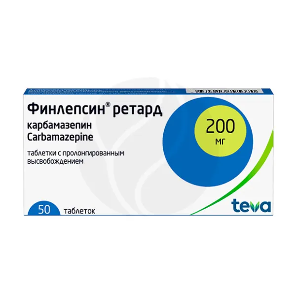 Изображение товара Финлепсин Ретард таблетки с пролонг. высвоб. 200мг, №50, Тева Изображение товара Финлепсин Ретард таблетки с пролонг. высвоб. 200мг, №50, Тева