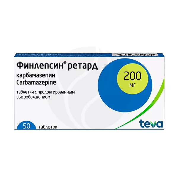 Изображение товара Финлепсин Ретард таблетки с пролонг. высвоб. 200мг, №50, Тева Изображение товара Финлепсин Ретард таблетки с пролонг. высвоб. 200мг, №50, Тева
