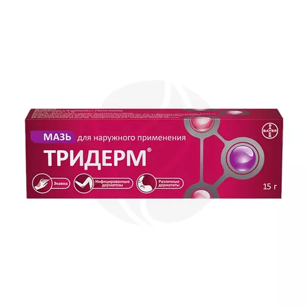 Изображение товара Тридерм мазь 15г с противовоспалительным, антибактериальным и противогрибковым эффектом Изображение товара Тридерм мазь 15г с противовоспалительным, антибактериальным и противогрибковым эффектом