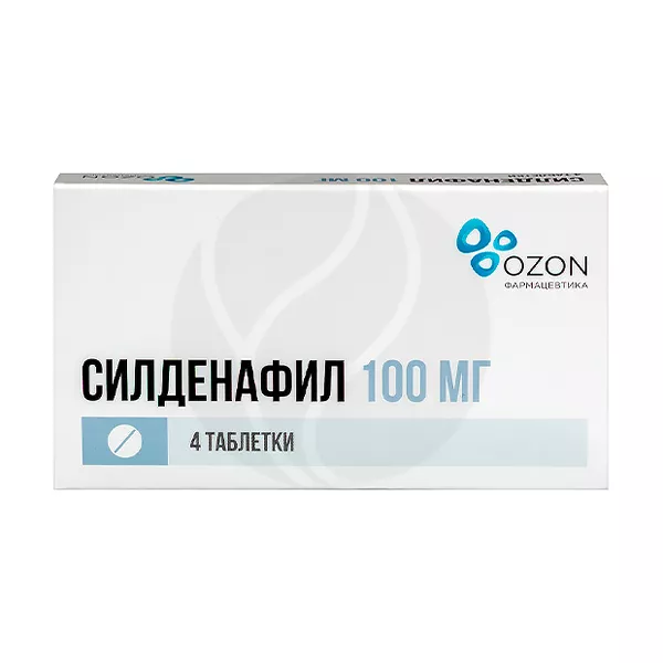 Изображение товара Силденафил 100мг таблетки покрытые пленочной оболочкой Озон (Эректильная дисфункция) 4 таблетки Изображение товара Силденафил 100мг таблетки покрытые пленочной оболочкой Озон (Эректильная дисфункция) 4 таблетки