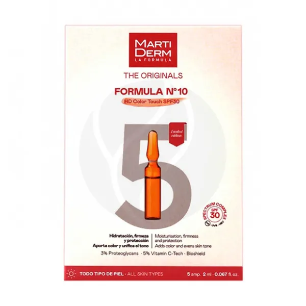 Изображение товара Сыворотка в ампулах MartiDerm Formula N10 HD Color Touch SPF30 2 мл 5 шт увлажнение защита сияние