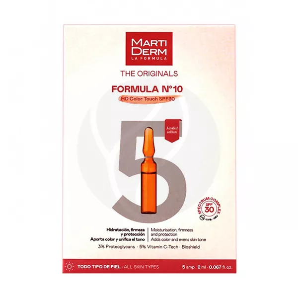 Изображение товара Сыворотка в ампулах MartiDerm Formula N10 HD Color Touch SPF30 2 мл 5 шт увлажнение защита сияние