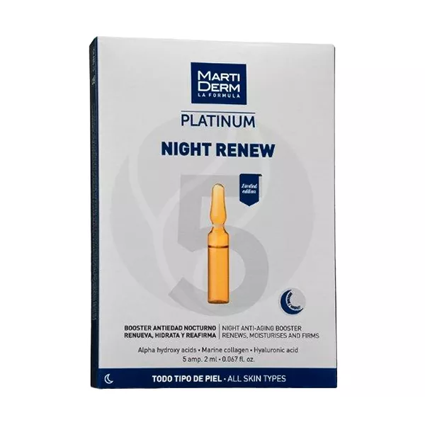 Изображение товара MartiDerm Platinum Night Renew мягкий ночной пилинг с 10% AHA и коллагеном 2мл 5шт Изображение товара MartiDerm Platinum Night Renew мягкий ночной пилинг с 10% AHA и коллагеном 2мл 5шт