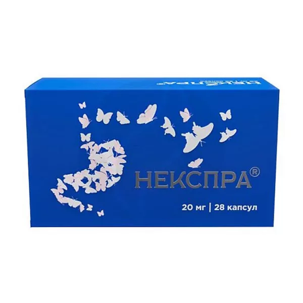 Изображение товара Некспра капсулы кишечнораст. 20мг, №28 Изображение товара Некспра капсулы кишечнораст. 20мг, №28