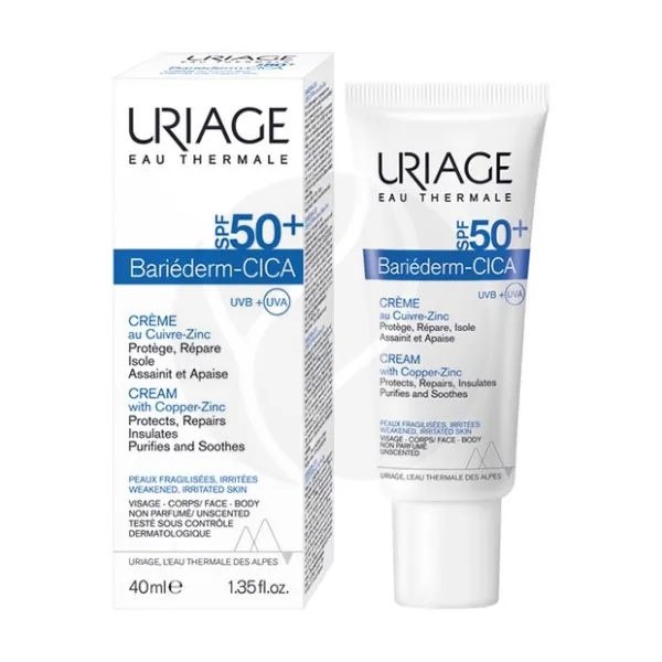 Uriage Bariederm Cica крем с медью и цинком SPF50+, 40мл