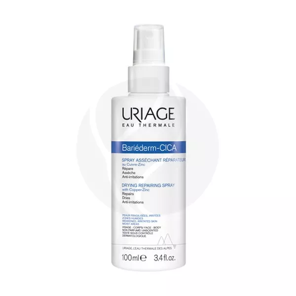 Изображение товара Uriage Bariederm-Cica Подсушивающий восстанавливающий спрей с медью и цинком, 100мл Изображение товара Uriage Bariederm-Cica Подсушивающий восстанавливающий спрей с медью и цинком, 100мл