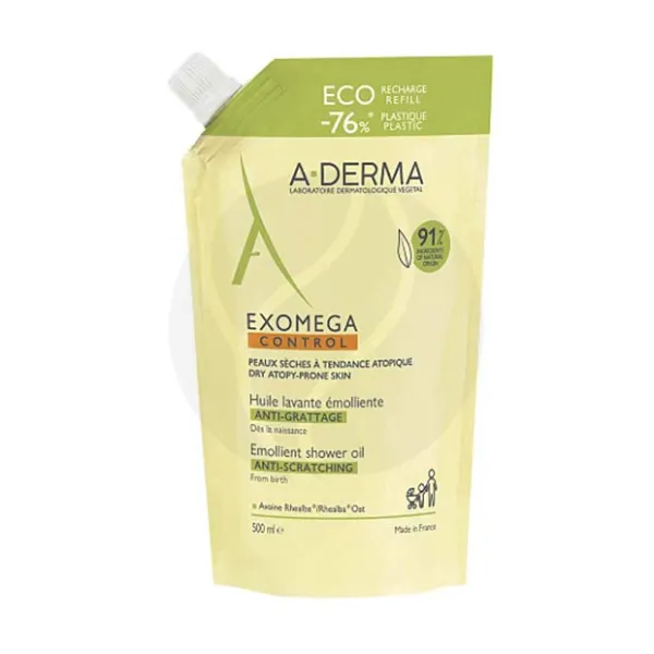 Изображение товара A-Derma Exomega Control Смягчающее масло для душа, 500 мл, Франция