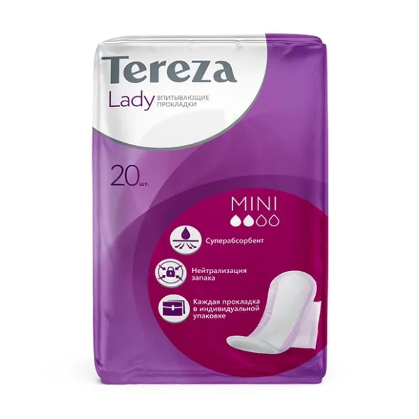 Изображение товара TerezaLady Mini урологические прокладки №20 для женщин высокая гигиена и комфорт