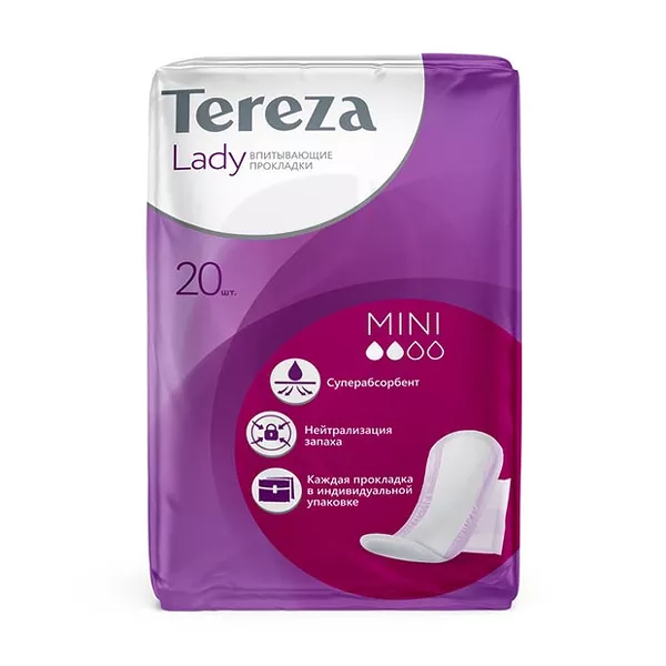 Изображение товара TerezaLady Mini урологические прокладки №20 для женщин высокая гигиена и комфорт