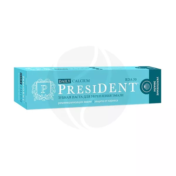 Изображение товара Паста для укрепления эмали PresidenT Daily Calcium 68г, без фтора, с кальцием и ксилитолом Изображение товара Паста для укрепления эмали PresidenT Daily Calcium 68г, без фтора, с кальцием и ксилитолом