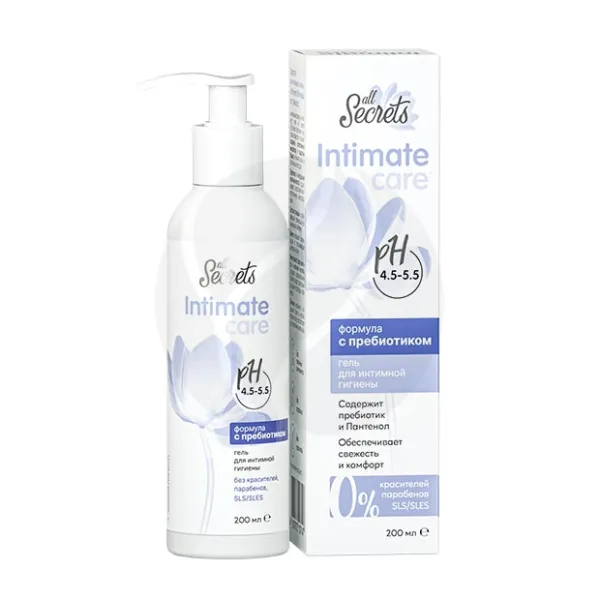 Изображение товара Гель для интимной гигиены с пребиотиком All secrets 200мл - мягкое и эффективное средство для ежедн