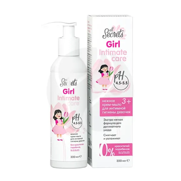 Изображение товара All secrets крем-мыло нежное для интимной гигиены девочек 3+лет 200мл