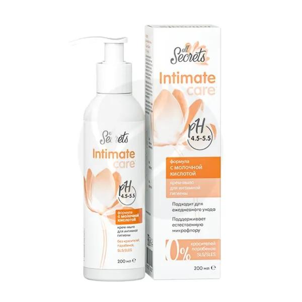 Изображение товара Крем-мыло для интимной гигиены с молочной кислотой 200 мл All secrets