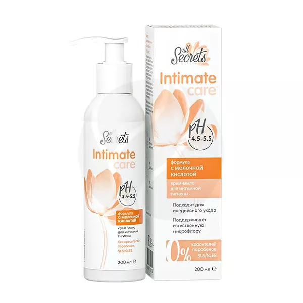 Изображение товара Крем-мыло для интимной гигиены с молочной кислотой 200 мл All secrets