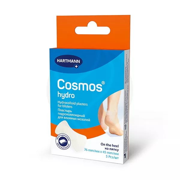 Изображение товара Гидроколлоидный пластырь Hartmann Cosmos Hydro для влажных мозолей 5 штук Изображение товара Гидроколлоидный пластырь Hartmann Cosmos Hydro для влажных мозолей 5 штук