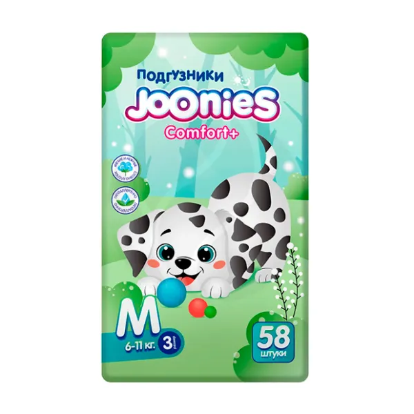 Изображение товара Подгузники Joonies Comfort+ М 6-11кг №58 мягкая защита комфорт и надежность