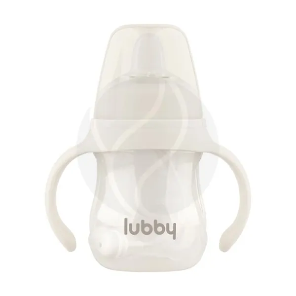 Lubby поильник-непроливайка съемные ручки молочный (6+мес), 180мл