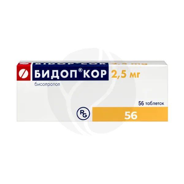 Изображение товара Бидоп Кор таблетки 2,5мг Гедеон Рихтер для сердца гипертония 56 таблеток