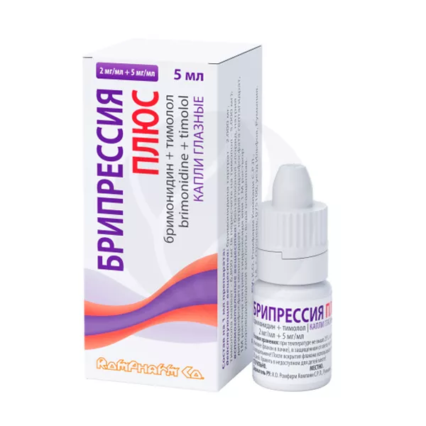 Изображение товара Брипрессия Плюс капли глазные 2мг/мл+5мг/мл, 5мл Изображение товара Брипрессия Плюс капли глазные 2мг/мл+5мг/мл, 5мл