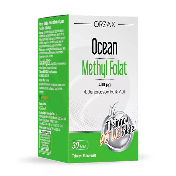 Изображение товара Orzax Ocean Метилфолат таблетки 400мкг 30 шт БАД против дефицита фолиевой кислоты Изображение товара Orzax Ocean Метилфолат таблетки 400мкг 30 шт БАД против дефицита фолиевой кислоты