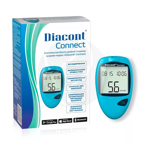 Изображение товара Диаконт Коннект глюкометр + тест-полоски 10 шт Тайвань