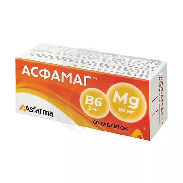 Изображение товара Асфамаг таблетки №60 с магнием и витамином B6 Турция Изображение товара Асфамаг таблетки №60 с магнием и витамином B6 Турция