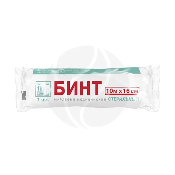 Изображение товара Бинт стерильный марлевый медицинский 10м*16см, №1 Изображение товара Бинт стерильный марлевый медицинский 10м*16см, №1