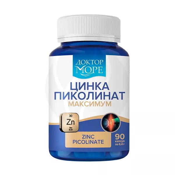 Изображение товара Доктор Море Цинка пиколинат максимум капсулы 25мг, №90 Изображение товара Доктор Море Цинка пиколинат максимум капсулы 25мг, №90
