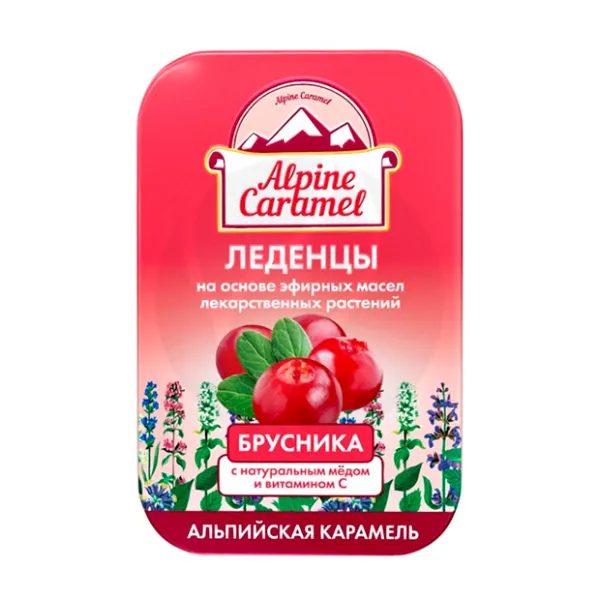 Изображение товара Alpine Caramel леденцы с натуральным медом и витамином С, вкус Брусника, 53г