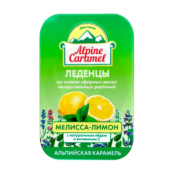 Изображение товара Alpine Caramel леденцы с натуральным медом и витамином С, вкус Мелисса-лимон, 53г