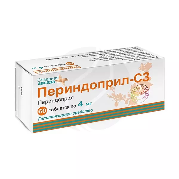 Изображение товара Периндоприл СЗ таблетки 4мг, №60 Изображение товара Периндоприл СЗ таблетки 4мг, №60