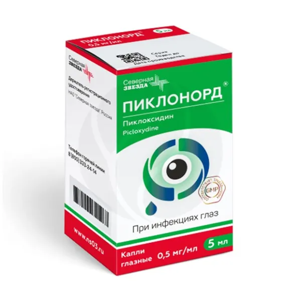 Изображение товара ПИКЛОНОРД капли глазные 0,5 мг/мл для лечения инфекций и профилактики осложнений