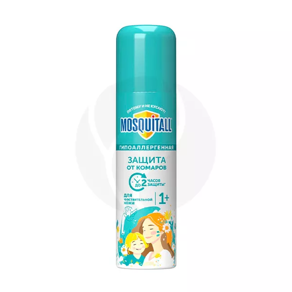 Изображение товара Mosquitall Гипоаллергенная защита от комаров аэрозоль, 150мл Изображение товара Mosquitall Гипоаллергенная защита от комаров аэрозоль, 150мл