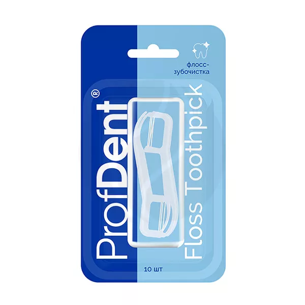 Изображение товара ProfDent Floss Toothpick флосс-зубочистка 10 штук для гигиены полости рта Изображение товара ProfDent Floss Toothpick флосс-зубочистка 10 штук для гигиены полости рта