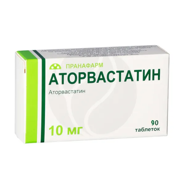 Изображение товара Аторвастатин таблетки покрытые 10 мг, 90 шт в упаковке