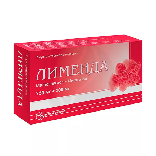 Изображение товара Лименда суппозитории вагинальные 750мг+200мг №7 World Medicine Изображение товара Лименда суппозитории вагинальные 750мг+200мг №7 World Medicine