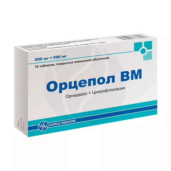 Изображение товара Орцепол ВМ таблетки покрыт. п/о 500мг+500мг, №10 Уорлд Мед. Изображение товара Орцепол ВМ таблетки покрыт. п/о 500мг+500мг, №10 Уорлд Мед.