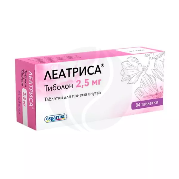 Изображение товара Леатриса 2,5 мг таблетки для заместительной гормональной терапии женщин Изображение товара Леатриса 2,5 мг таблетки для заместительной гормональной терапии женщин