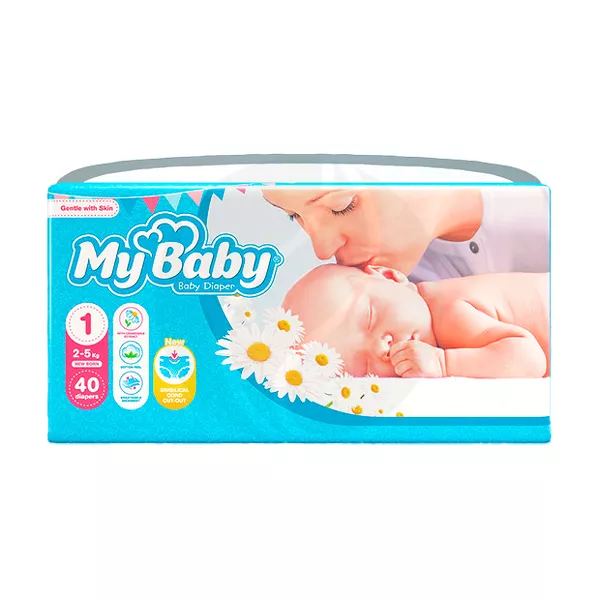 Изображение товара Подгузники MyBaby New Born 40 шт размер 1 для новорожденных 2-5 кг Изображение товара Подгузники MyBaby New Born 40 шт размер 1 для новорожденных 2-5 кг