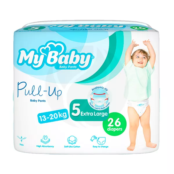 Изображение товара Подгузники трусики MyBaby Extra Large 13-20кг 26 шт комфорт и защита Изображение товара Подгузники трусики MyBaby Extra Large 13-20кг 26 шт комфорт и защита