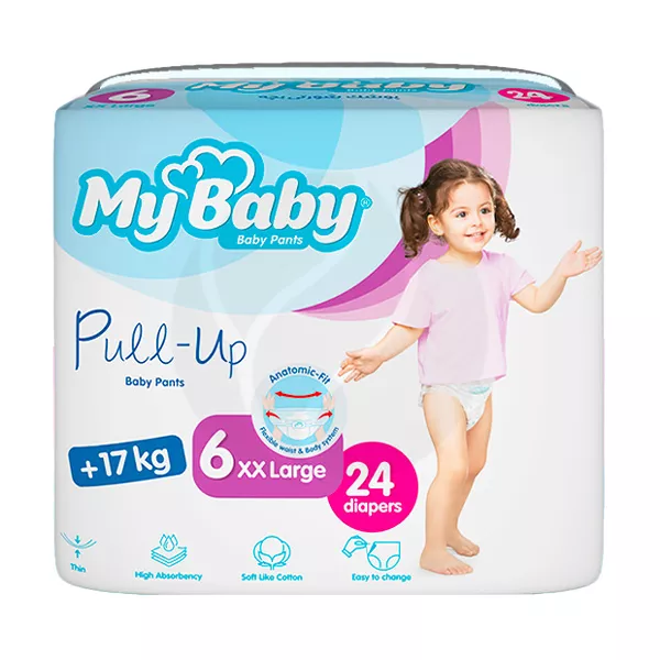 Изображение товара Подгузники трусики Mybaby Baby Pants XX Large 17+ кг 24 шт защита до 12 часов Изображение товара Подгузники трусики Mybaby Baby Pants XX Large 17+ кг 24 шт защита до 12 часов