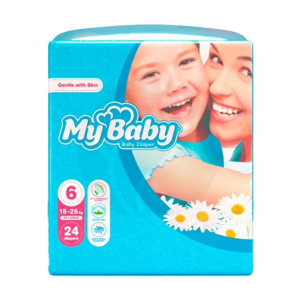 Изображение товара Подгузники MyBaby XX Large размер 6 24 шт защита и комфорт для малыша
