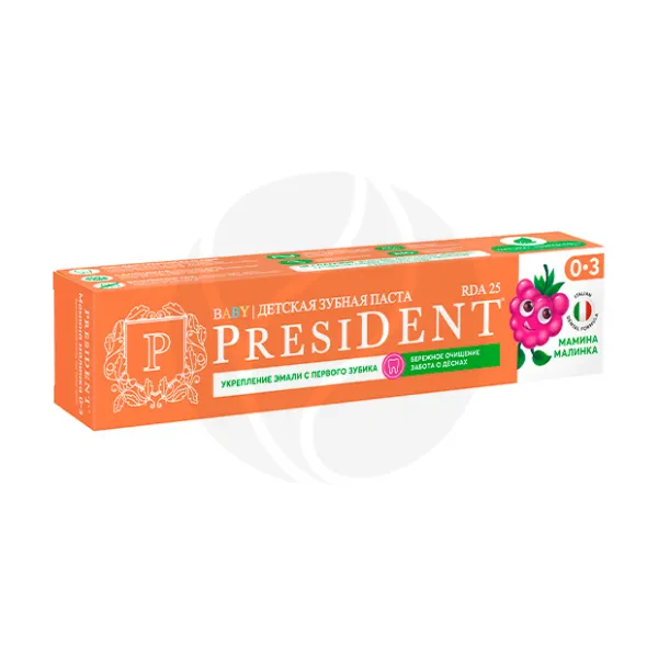 Изображение товара PresiDENT Baby зубная паста детская 25 RDA Мамина малинка (0-3 года), 45г